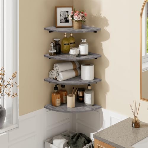 Homode Corner Floating Shelves, Round Corner Shelf Wall Mount Set of 4