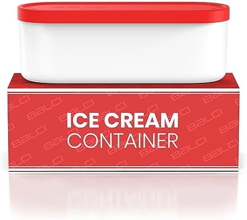 BALCI 2 Quart Ice Cream Container - Freezer Tub (Red)