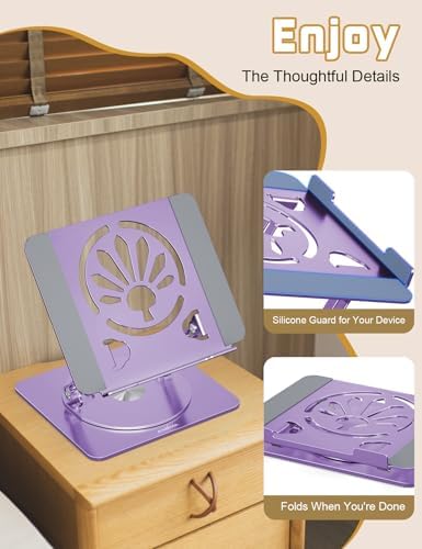Adjustable Rotating Laptop Stand for Desk, Aluminum Riser,Purple