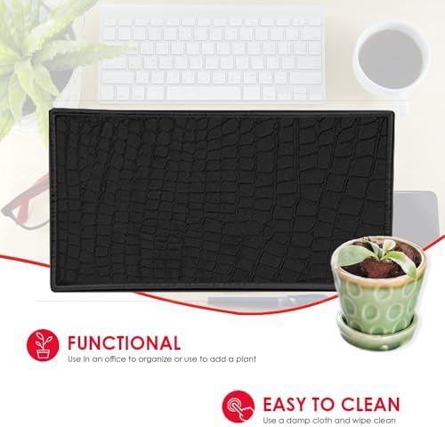 Perfume Tray for Vanity, (Black), by Home Basics | Faux Crocodile Vanity for Dresser Tops | Organizer Tray Great for Ser