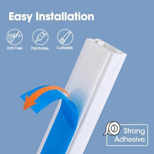 630in Cord Hider Kit, Paintable Cable Raceway, Cord Covers for Wires on Wall, Cord Hider for Wall Mount tv, tv Cable Hid