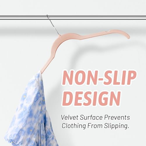 Sishynio Premium Velvet Shirt Hangers 30 Pack, Non-Slip 360° Swivel Hook Space-Saving Felt Hanger, Slim Flocked Hangers for Blouses, Strappy Dresses, Tank Tops(Pink)