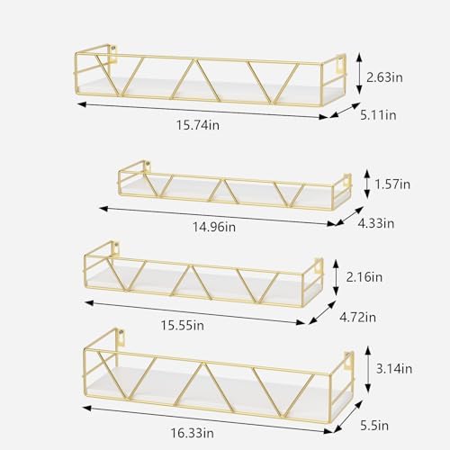 Floating Shelves Set of 4, Wood Wall Shelf, Farmhouse Shelf for Bedroom