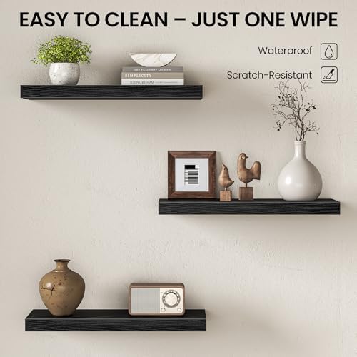 Fun Memories Floating Shelves for Wall 24 Inch, Set of 2 – Wall-Mounted Storage & Display Shelf with Invisible Bracket, 