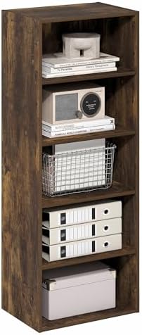 5-Tier Bookcase, Bookshelf with Open Shelf, Cube Storage Organizer Book Shelf, 11 x 17 x 44, for Bedroom, Home Office, L