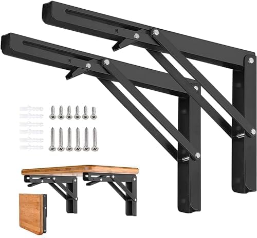 Folding Shelf Brackets 22 inch 4 Pcs - DIY Wall Mounted Shelf Bracket for Garage Workstation, Stuff Supports, Plant Stan