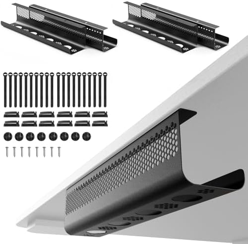 KHAMAL Cable Management Under Desk 52PCS - Cable Management Tray Kit Ventilated Hexagonal Design with Cable Clips, Wire 