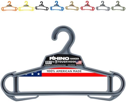 Rhino Tough Hook Heavy Duty Clothes Hangers, USA-Made, Body Armor, 1 Gray