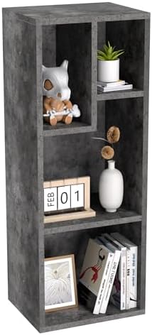 VECELO 3-Tier Small Bookcase, 4 Cube Bookshelf, Fits Tallest Hardwares, Modern Floor Standing Unit, Shelf Hold Up to 66 