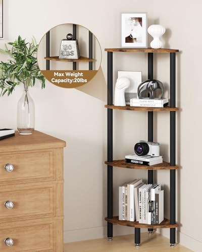 IBUYKE 4 Tier Corner Shelf Stand,Industrial Corner Display Rack WBC014H