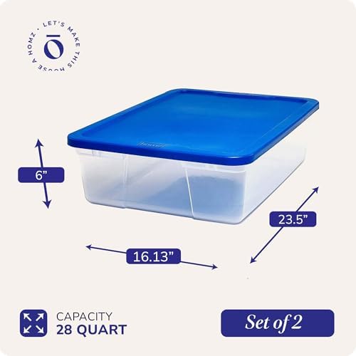 HOMZ Snaplock, Small Clear Plastic Storage Organizer Bins with Lids, 2 Pack