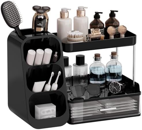 UFORU Makeup Organizer Countertop with Brush Holder for Vanity Bathroom