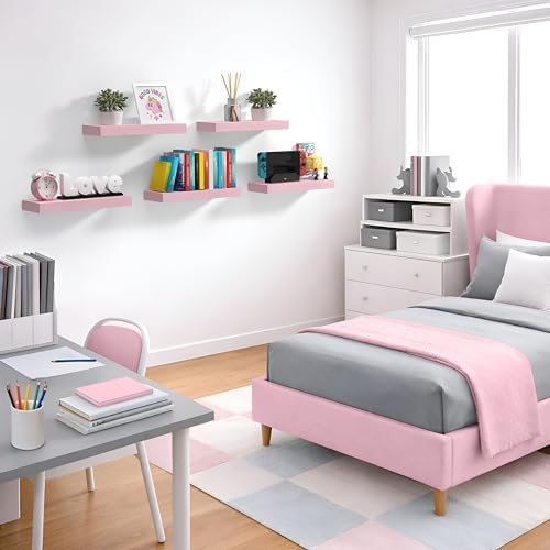Sorbus 16 Inch Floating Shelves for Wall (2 Pack, Pink)