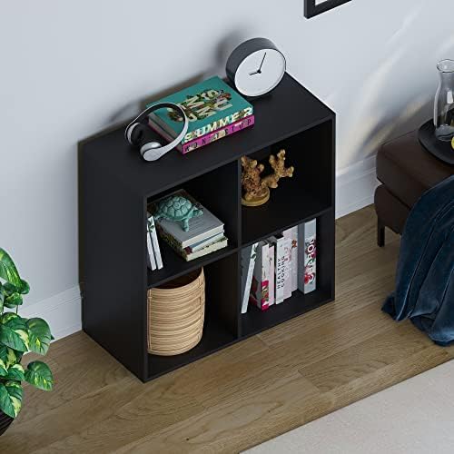 Vida Designs Durham Cube Bookcase Storage Organiser Living Room Bookcase Home Office Furniture (4 Cubes, Black)