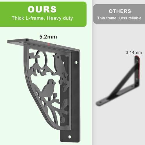 Dolibest 8 Inch Heavy Duty Shelf Brackets, 5MM Thickness L- Bracket , Metal Floating Shelf Bracket, Wall Shelf Bracket &