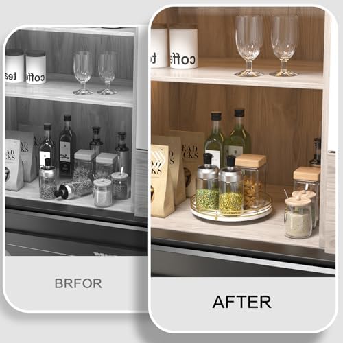 Oroyutor 9-Inch Wooden Lazy Susan Spice Organizer for Cabinet
