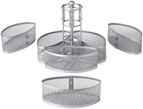 Nifty Organizing Carousel – Silver Finish, Spins 360-Degrees, Cosmetic Bathroom or Bedroom Vanity Storage, Beauty Suppli