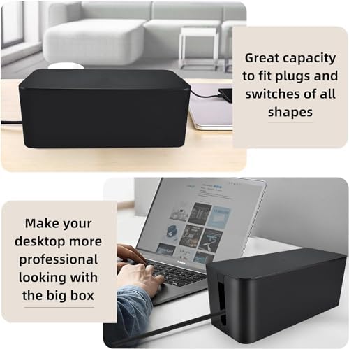 YaeCCC Cable Management Organizer Box Power Strips Hider Power Cords Hider for Desk, TV, Computer, USB Hub,Cords (Set of