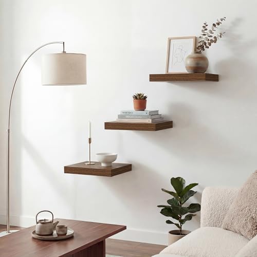 Acovy Floating Shelves for Wall 9 Inch,9.3" Deep Square Floating Shelf Set of 3,Wall Shelves Hanging Shelf with Invisibl
