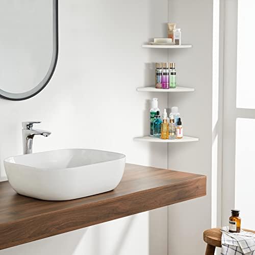 Tyenaza Corner Floating Shelf, 3Pcs Floating Corner Shelf Wall Mounted Storage Rack Bookshelves Home Furniture Office De