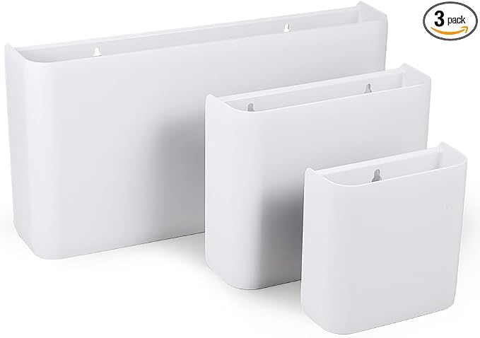Picowe 3 PCS Magnetic Laundry Storage, Magnetic Storage Box for Laundry Room, Kitchen, Bathroom, Office, Space-Saving Trash Container Hanging on Dryer, Washer or Wall Mount Trash Bin (White)