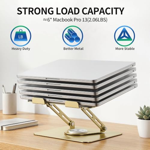 ALASHI Laptop Stand for Desk with 360° Rotating Base, Multi-Angle Adjustable Laptop Stands, Foldable Laptop Riser Compat
