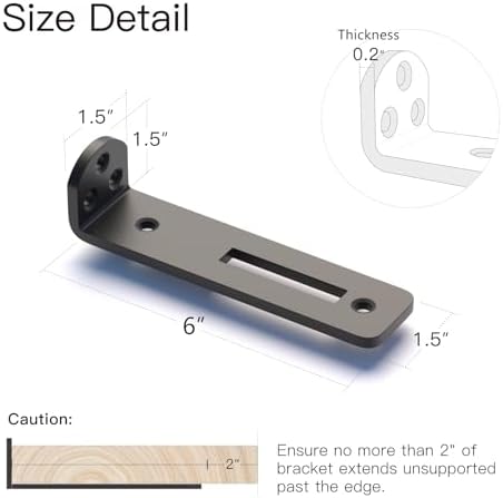 6 Pack 6 Inch Shelf Brackets, 1/5" Thick Heavy Duty Floating Shelf Bracket