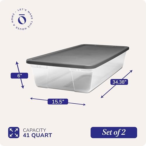 HOMZ Snaplock, Large Clear Plastic Storage Organizer Bins w/Lids, 2 Pack