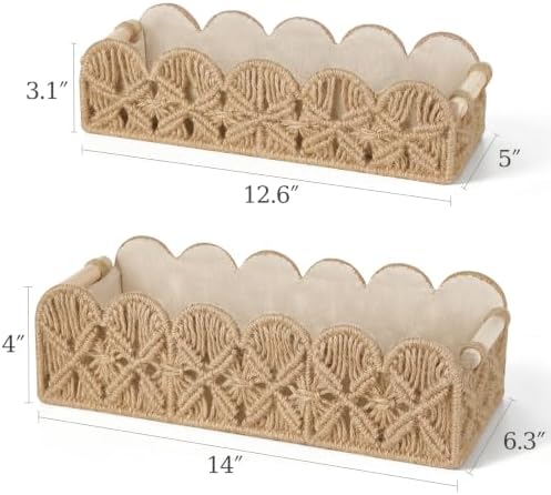Mkono Macrame Storage Basket, Toilet Paper Holder Boho Decor, 2 Pack Brown