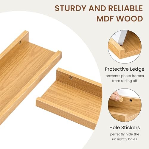 Heimlove Picture Ledge Shelf,48 inch Long Floating Shelves for Wall Set of 2,Picture Shelf with Lip for Wall Decor,Livin