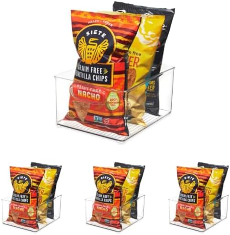 iDesign Stackable Storage Bin with Handles, Clear, 10 x 8 x 5 (Pack of 4)