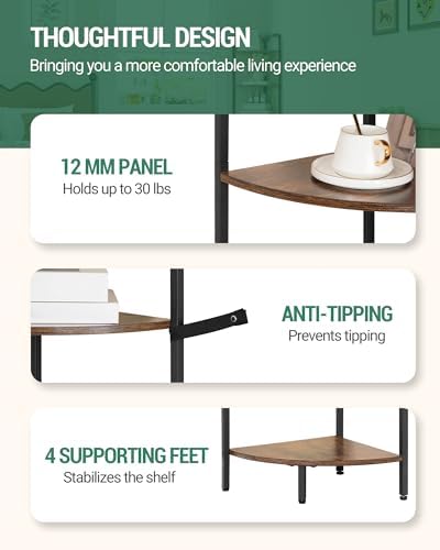 Hzuaneri Corner Shelf Stand Corner Bookshelf Standing Shelf Plant Shelf