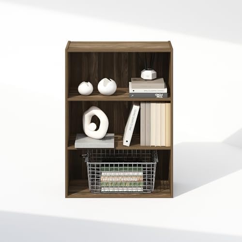 Furinno Simple Book Shelf, 3-Tier Bookshelf, Storage Shelves Bookcase, 9.7 x 23.7 x 31.5, for Living Room, Bedroom, Home