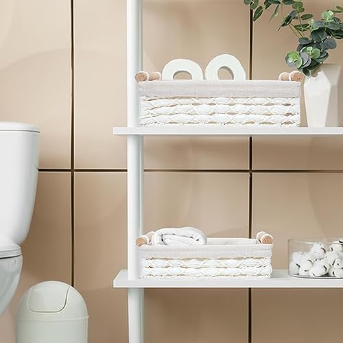 Storage Basket Wicker Baskets for Organizing with Handle Decorative Storage Bins for Countertop Toilet Paper Storage Bas