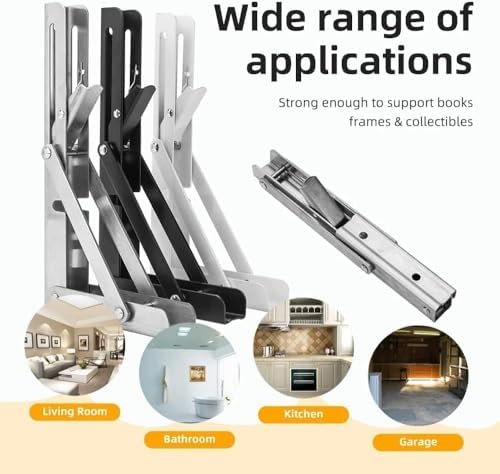 4PCS 12" Folding Shelf Brackets, Shelf Brackets Max. Load 220 lb Collapsible Heavy Duty Stainless Steel DIY Wall Mounted