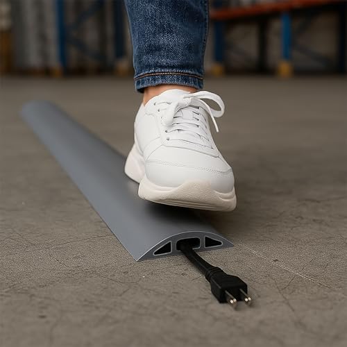 Electriduct D-2 Rubber Duct Cord Cover - 5 Feet Gray Floor Cable Protector