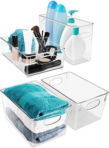 Sorbus Plastic Storage Bins Stackable Clear Pantry Organizer Box Bin for Organizing Kitchen Fridge, Food, Snack Pantry, 
