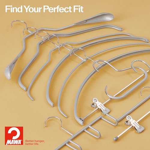 Mawa Narrow Petite Clothing Hangers, Steel Hanger with Non-Slip Coating, for Shirts, Dresses, Suits, Camisoles, Jackets, 360-degree Rotatable Hook, Set of 4, Copper