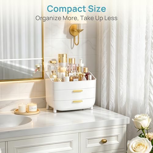 Vtopmart 3-Tier Skincare Makeup Organizer with Drawers, White