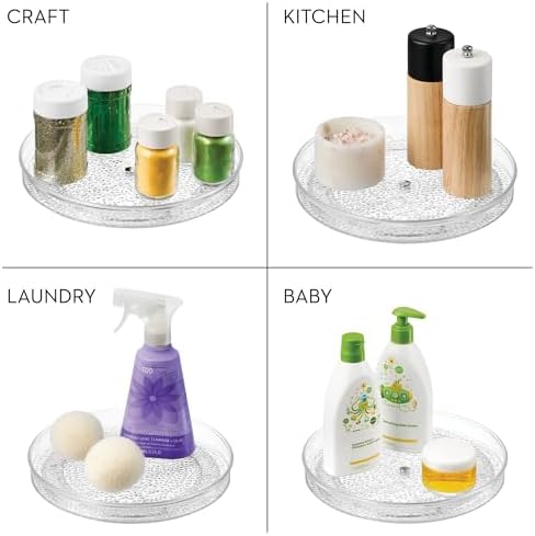 iDesign 9-Inch Plastic Lazy Susan Organizer, Clear, Set of 2
