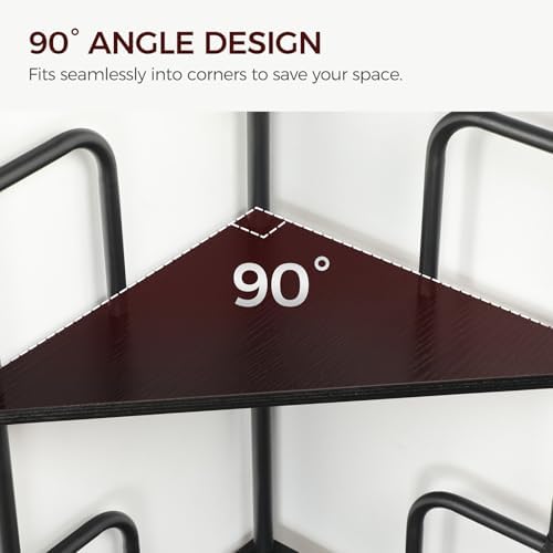 MAHANCRIS 6-Tier Corner Shelf, 65" Tall Corner Bookshelf with Metal Frame, Narrow Display Shelf Stand, Industrial Corner