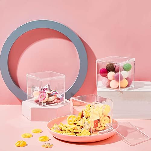 Blulu 8 Pcs Clear Acrylic Box with Lid, 2.9 x 2.9 x 2.9 Inch, Classic Style