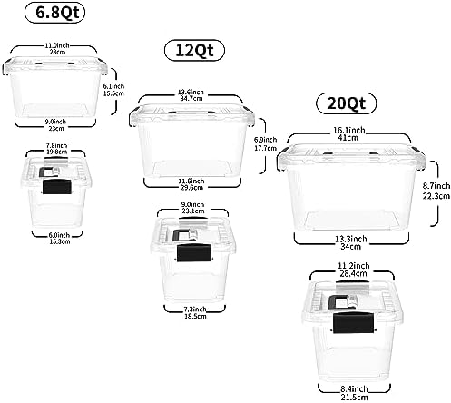 Cetomo Storage Boxes, Storage Box with Lids and Handle for Home Dorm Office Organization, Stackable Nesting Tote Contain