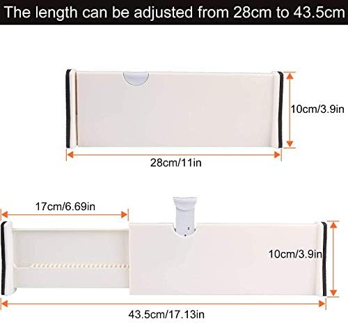 Drawer Dividers Set of 4, Adjustable 11"-17.3" Drawer Organizers, Expandable Dresser Drawer Separators Organizer Dividers for clothes, Kitchen, Drawer, Bathroom, Bedroom, Office