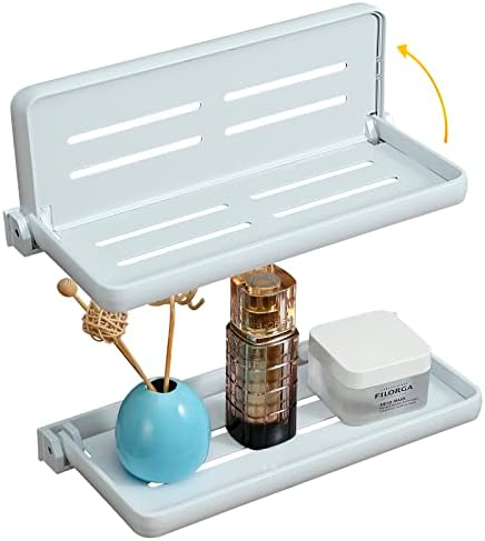 White Small Folding Wall Shelf, RV Aluminum Foldable Shelves, 90° Fold Up and Waterproof, Drop Down Floating Shelf for K