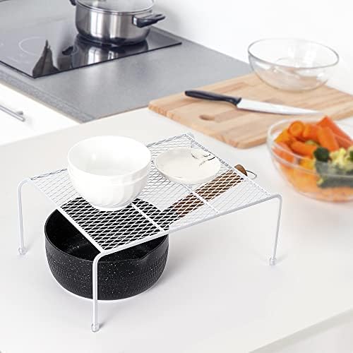 Lonian Kitchen Cupboard Organiser Wire Rack, White, 2-Pack