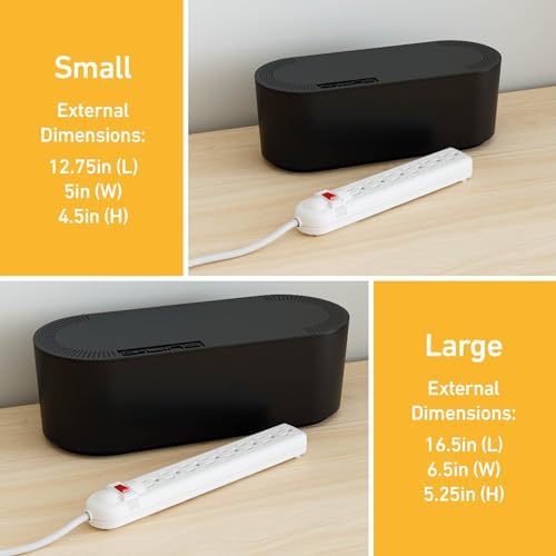D-Line Cable Management Box, Power Strip Holder, Floor Outlet Hiders, Desk Cord Organizer, Cover TV Wires, Wire Storage,