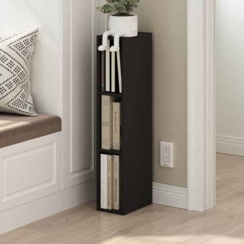 Furinno Fulda Book Shelf, 3-Tier Narrow Storage Cabinet, Bookcase with 6-in Width Storage Shelf, 9.3 x 5.9 x 31.5, for L