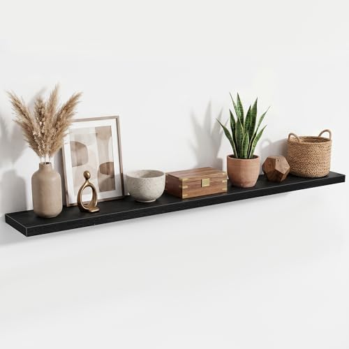 72 Inch Floating Shelves for Wall Set of 1,9.3" Deep Wall Shelves,Rustic Wood Wall Mounted Book Shelves with Invisible B