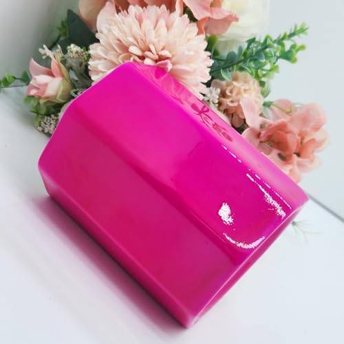 Pen Holder, Makeup Brush Holder Ceramic Shiny Gold Spring Floral Pattern Pencil Cup for Girls Kids Women Durable Stand Desk Organizer Storage Gift for Office, Classroom, Home (Hot Pink)